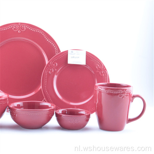 Modern hoogwaardig embossed steengoed servies porselein